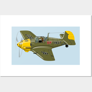 Cartoon Retro Fighter Plane Posters and Art